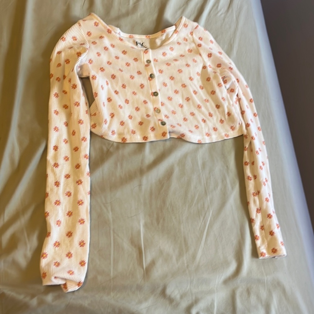 PacCares Button Down Floral Long Sleeve Top